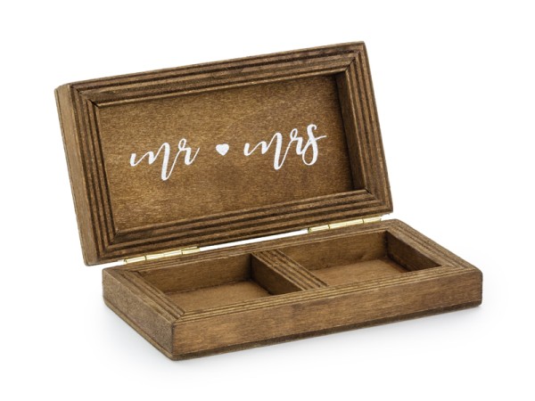 Ringbox aus Holz "Mr. & Mrs." Vintage Hochzeit 10x5,5cm