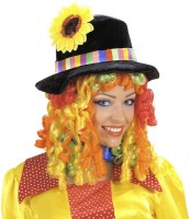 Perruque de clown colorée avec chapeau