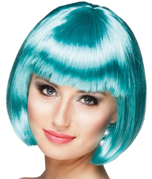 Perruque Shiny Party Bob Turquoise