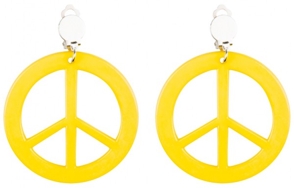 Yellow Peace Clip Earrings 3