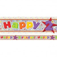 Foil banner 2nd birthday holographic 2.7m