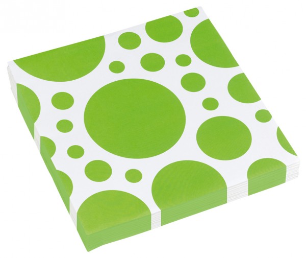 20 serviettes à pois doux vert kiwi