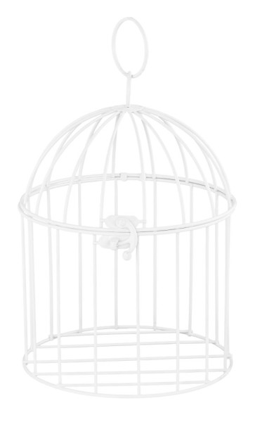 Cage à oiseaux décorative blanche 24cm