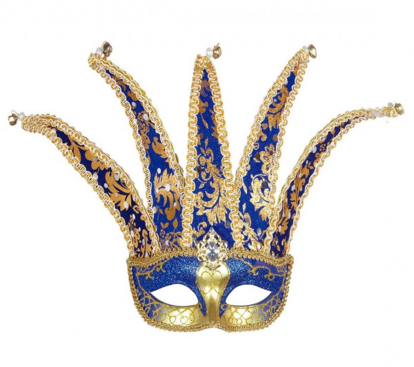 Jester eye mask blue-gold