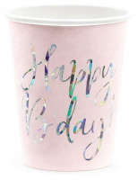 Preview: 6 pink birthday paper cups 220ml