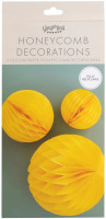 Widok: 3 żółte eko kulki o strukturze plastra miodu