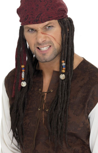 Perruque Pirate Rasta avec foulard