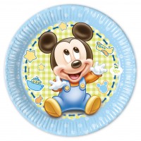 8 Mickey Mouse Babyparty Pappteller 20cm