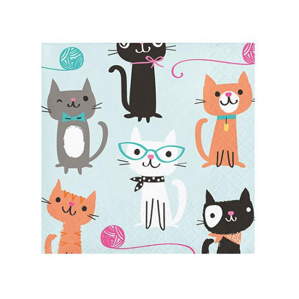 16 serviettes chatons