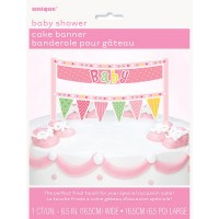 Aperçu: Bannière de décoration de gâteau Ella bébé fille rose