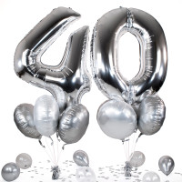 Vorschau: 10 Heliumballons in der Box Silber 40