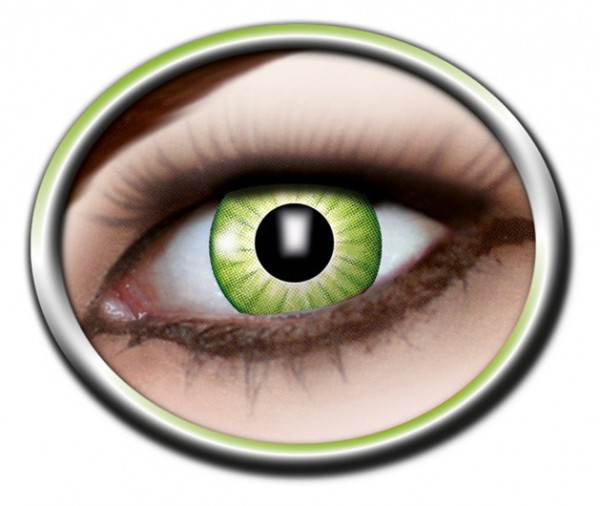 Stikkende grøn kontaktlinse