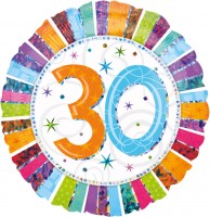 Farverig 30-års fødselsdag ballon 45 cm