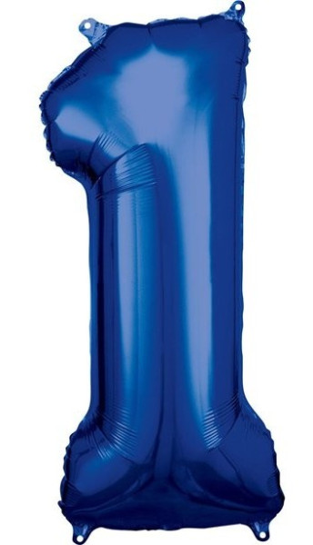 Blauwe Nummer 1 Ffolieballon 86 cm
