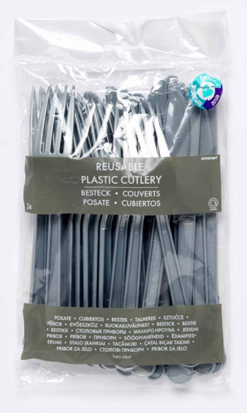 Stone gray cutlery set 24 pieces