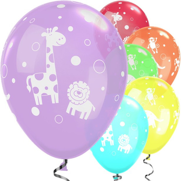 6 balonów dla niemowląt z dżungli 28cm