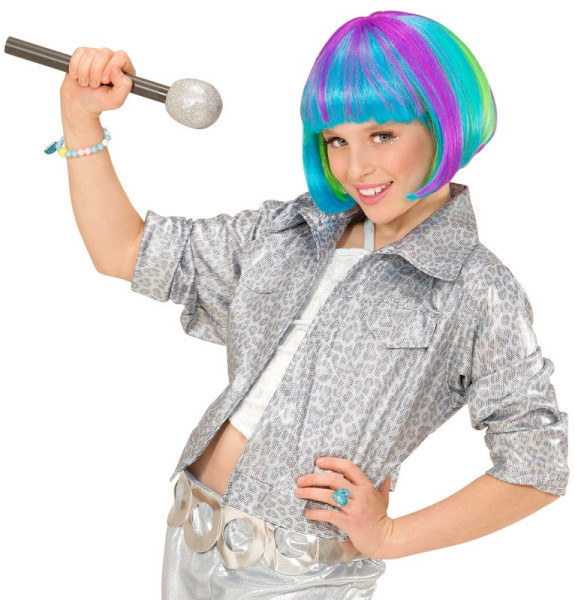 Colorful pop star child wig