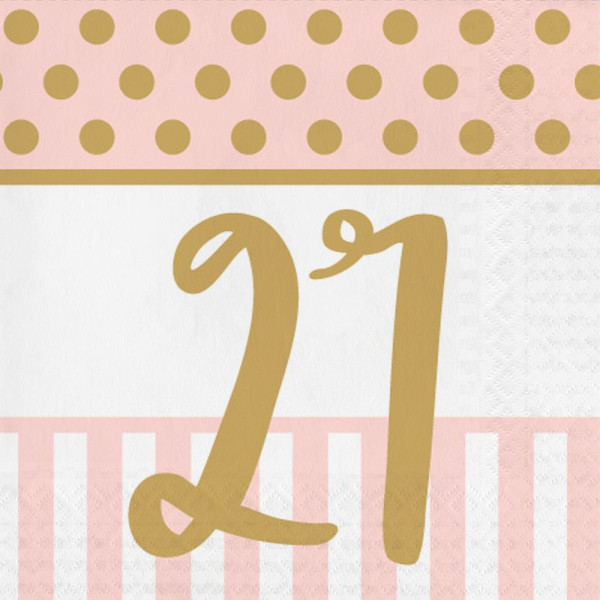 16 preciosas servilletas de cumpleaños número 21 33cm