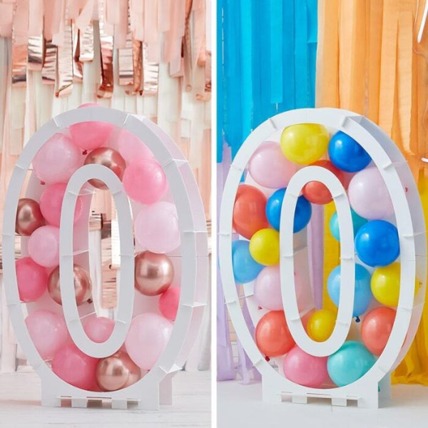 Fillable number 0 balloon stand