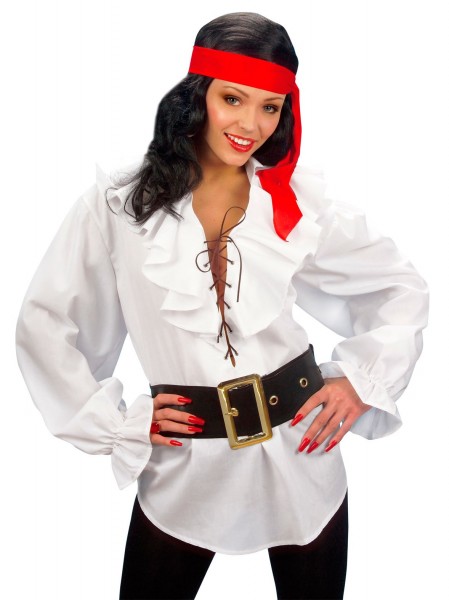 Vit piratblus för kvinnor
