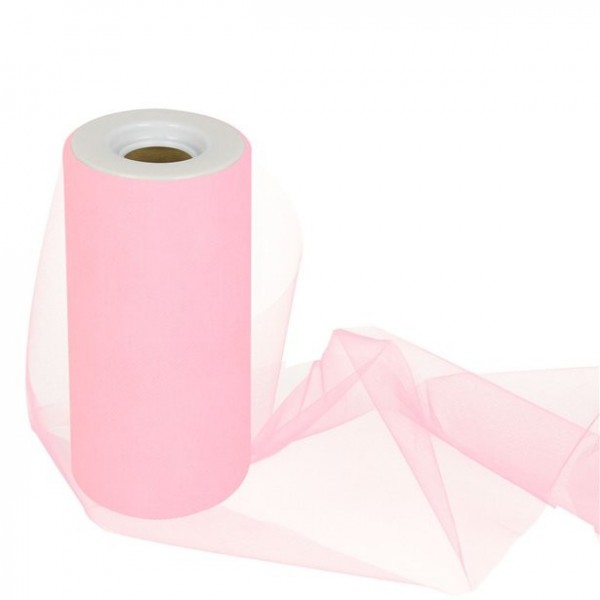Pink tulle table roll 0.15 x 25m