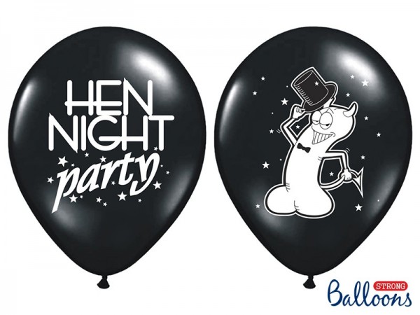 6 Ballons JGA Hen Night Party schwarz
