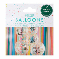 Oversigt: 5 Milestone 40`th Eco Balloons 30cm