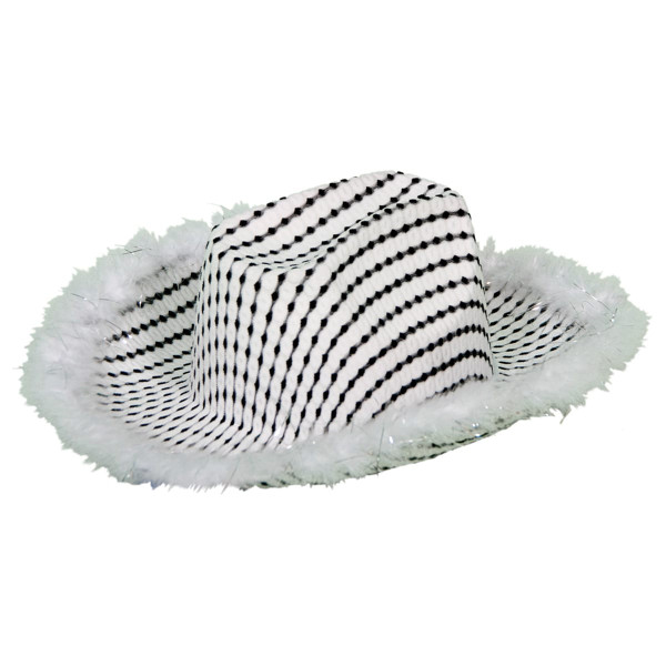 Kowbojski kapelusz z psychodelicznym wzorem w kolorze białym