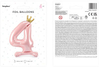Vorschau: Hellrosa Folienballon Zahl 4 stehend