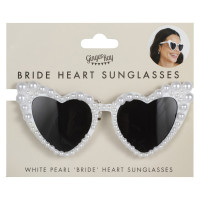 Vorschau: White Pearl Herzbrille für Bräute