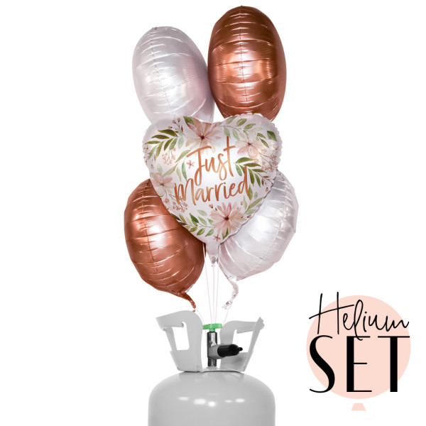 Just Married Bliss Ballonbouquet-Set mit Heliumbehälter