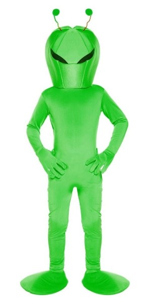 Grünes Alien Ganzkörperkostüm für Kinder