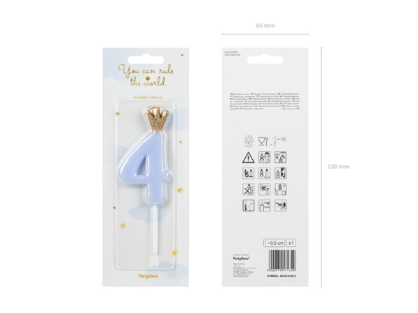 Birthday King Zahl 4 Tortenkerze 9,5cm