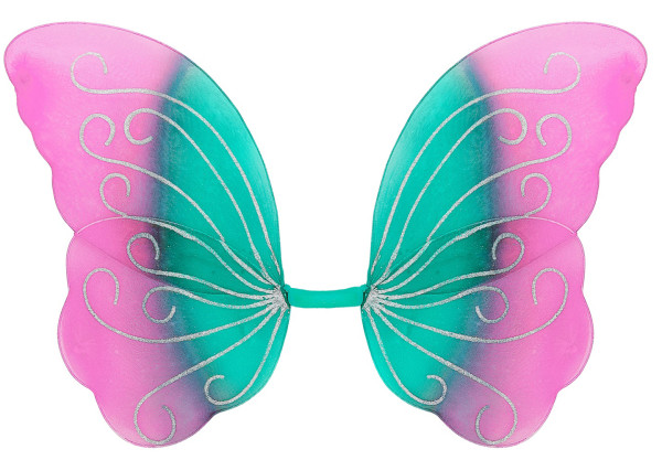 Alas de mariposa para mujer en rosa-turquesa 85cm x 50cm