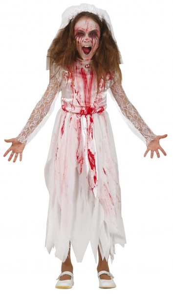 Blutiges Zombiebraut Mädchenkostüm