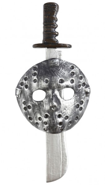 Scary mask with machete 56cm