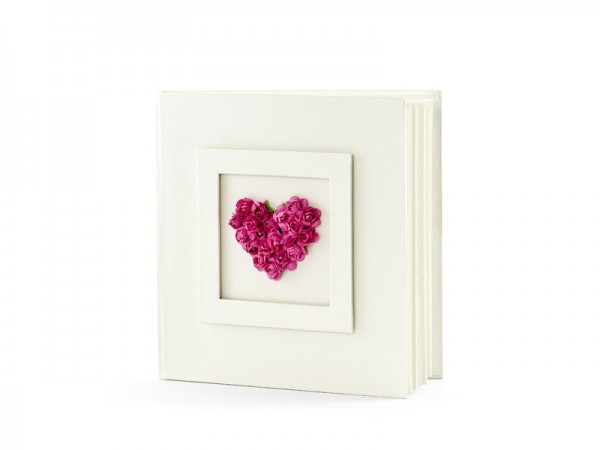 Libro degli ospiti Rose-Heart 20,5 cm con crema da 22 pagine