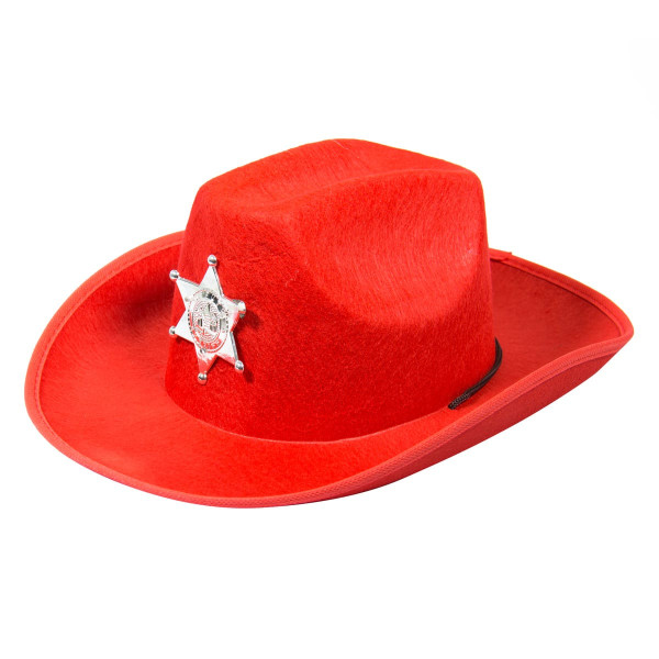 Gorro de sheriff rojo con estrella LED