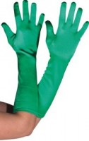Grüne Satin Handschuhe 40 cm