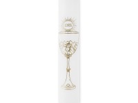 4 bougies de communion IHS blanches 29cm