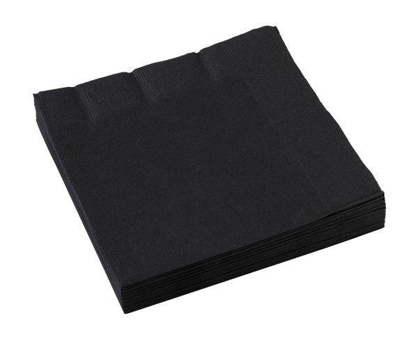 20 serviettes papier noir 33cm