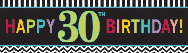 Banner de celebración del 30 cumpleaños colorido 165cm