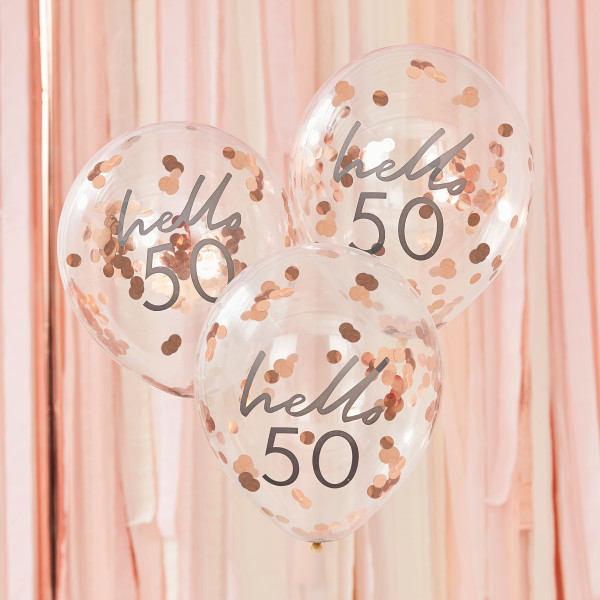 5 Hello Fifty confetti ballonnen 30cm