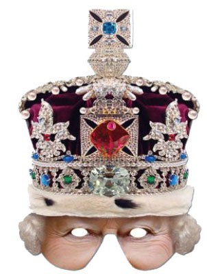 Regina con maschera di cartone a corona nobile