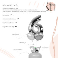 Vorschau: XXL Zahl 6 Silber Ballonbouquet-Set mit Heliumbehälter