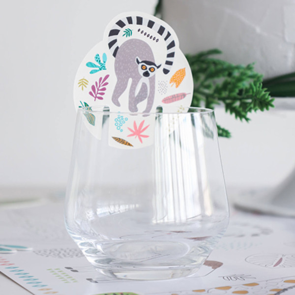 6 Zoo Birthdayparty glass markers