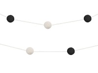 Vista previa: Guirnalda de pompones Blanco y Negro 200cm