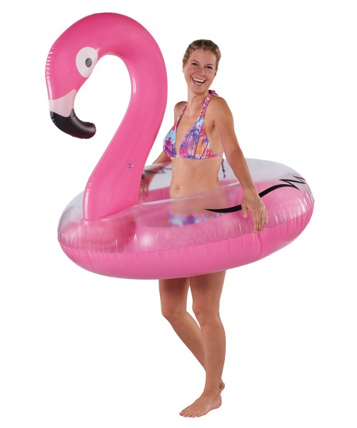 XXL Flamingo zwemband met veren