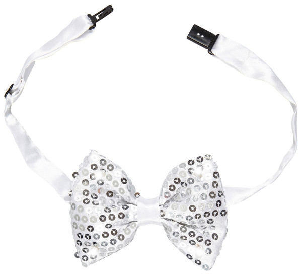 Silver LED sequin bow tie