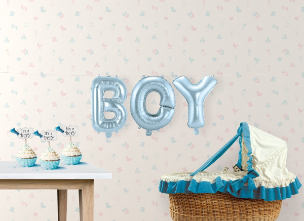 Folie ballon bogstaver Dreng sølvblå 39 cm